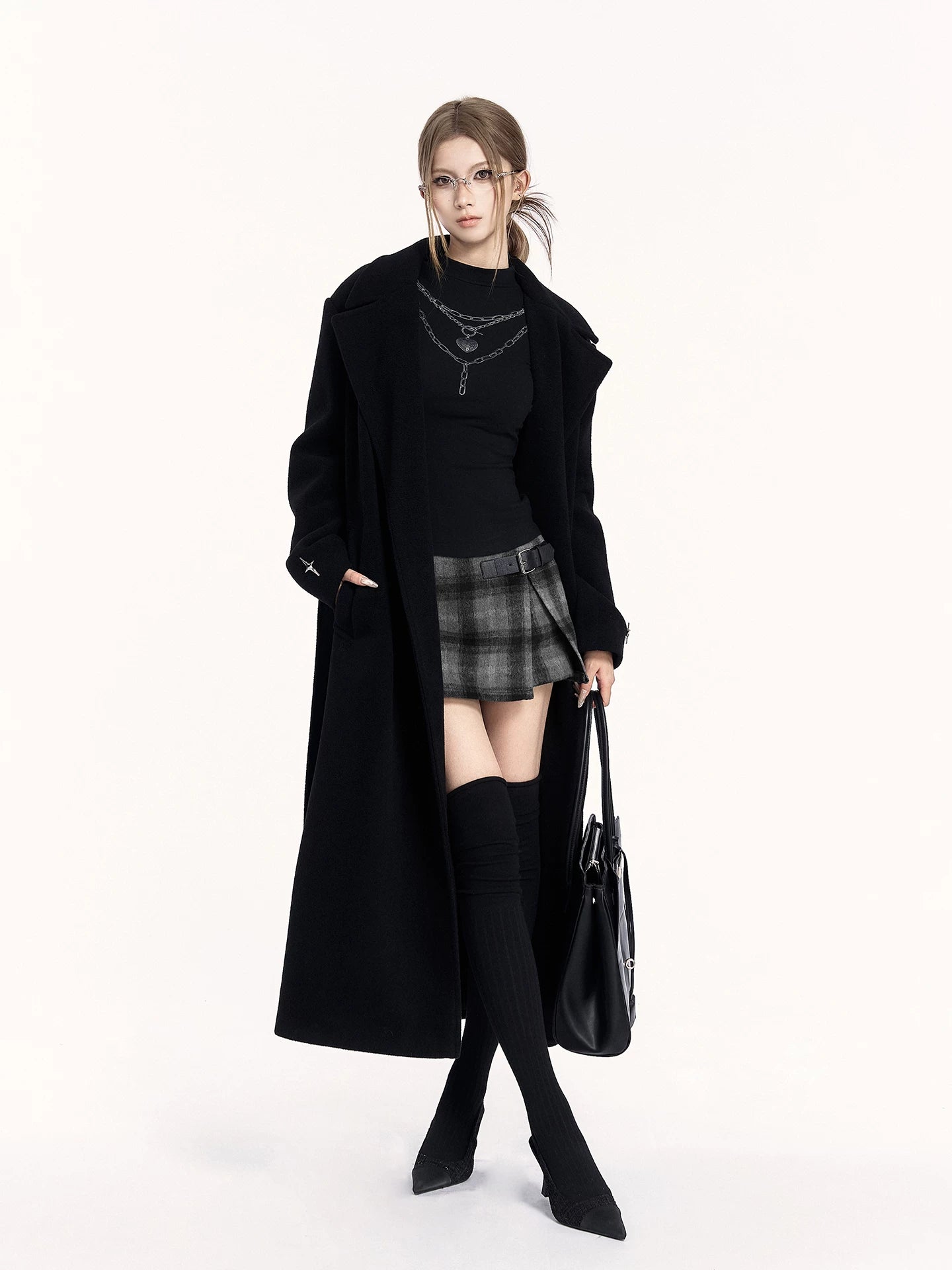 Plaid Wool-Blend A-Line Skirt