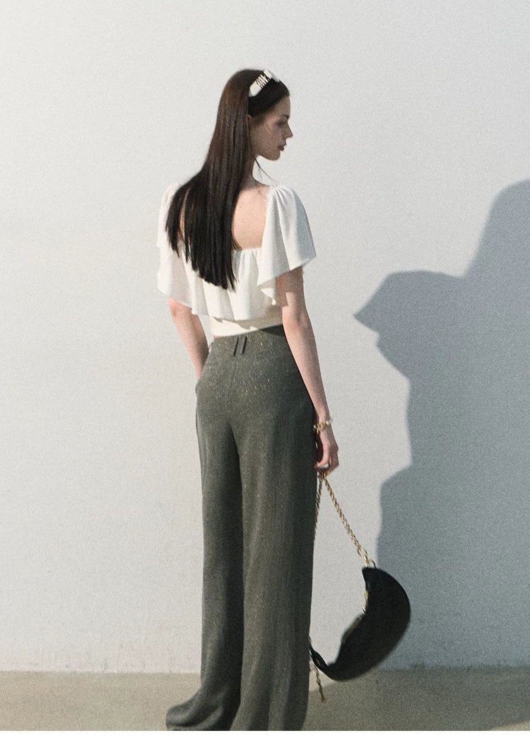 Mint Dream Shimmer Off-Shoulder T-Shirt