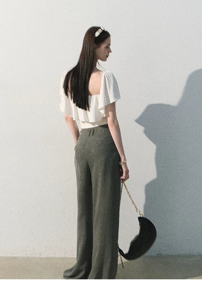 Mint Dream Shimmer Off-Shoulder T-Shirt