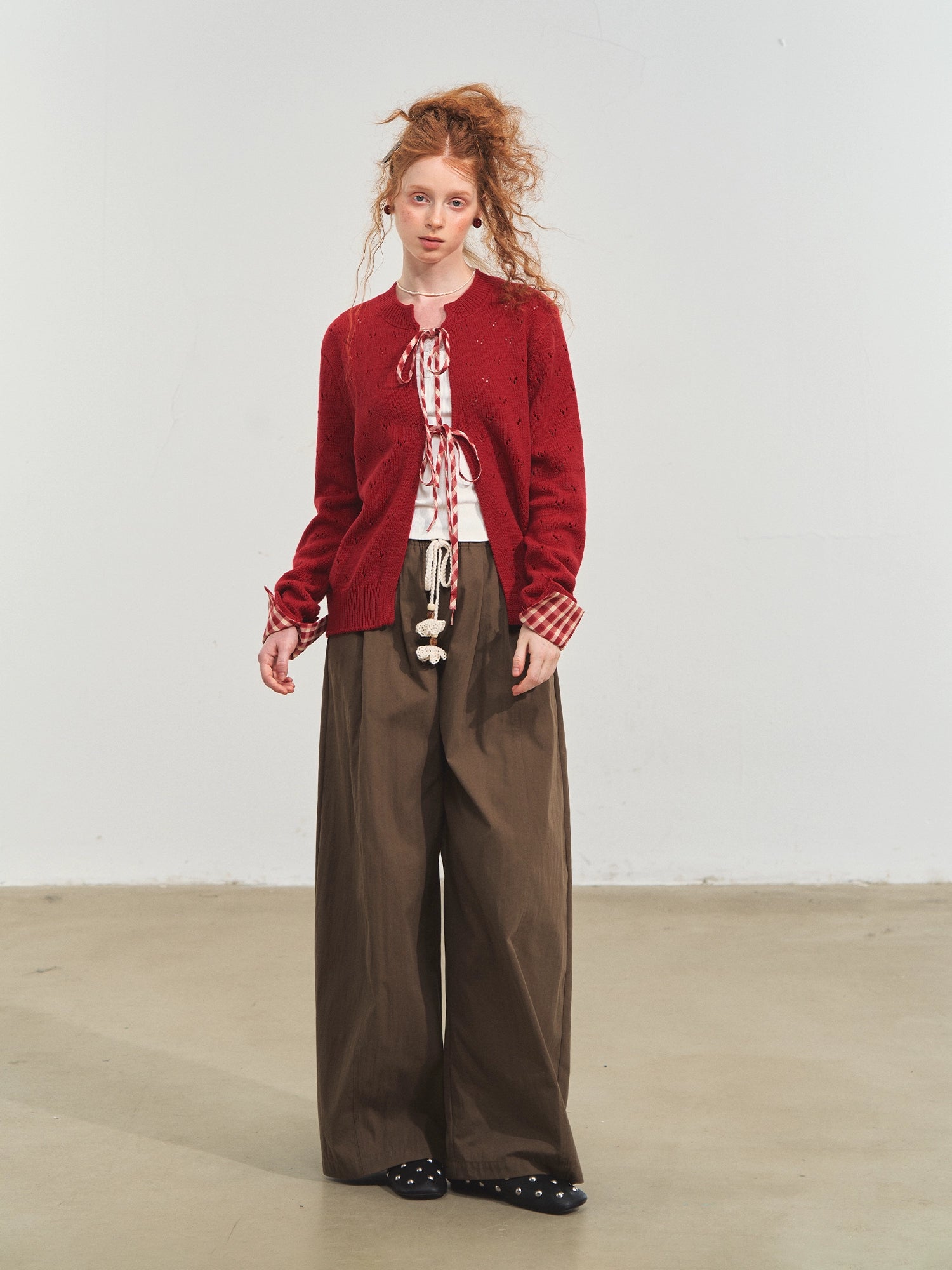 Vintage Plaid Tie-Front Cardigan