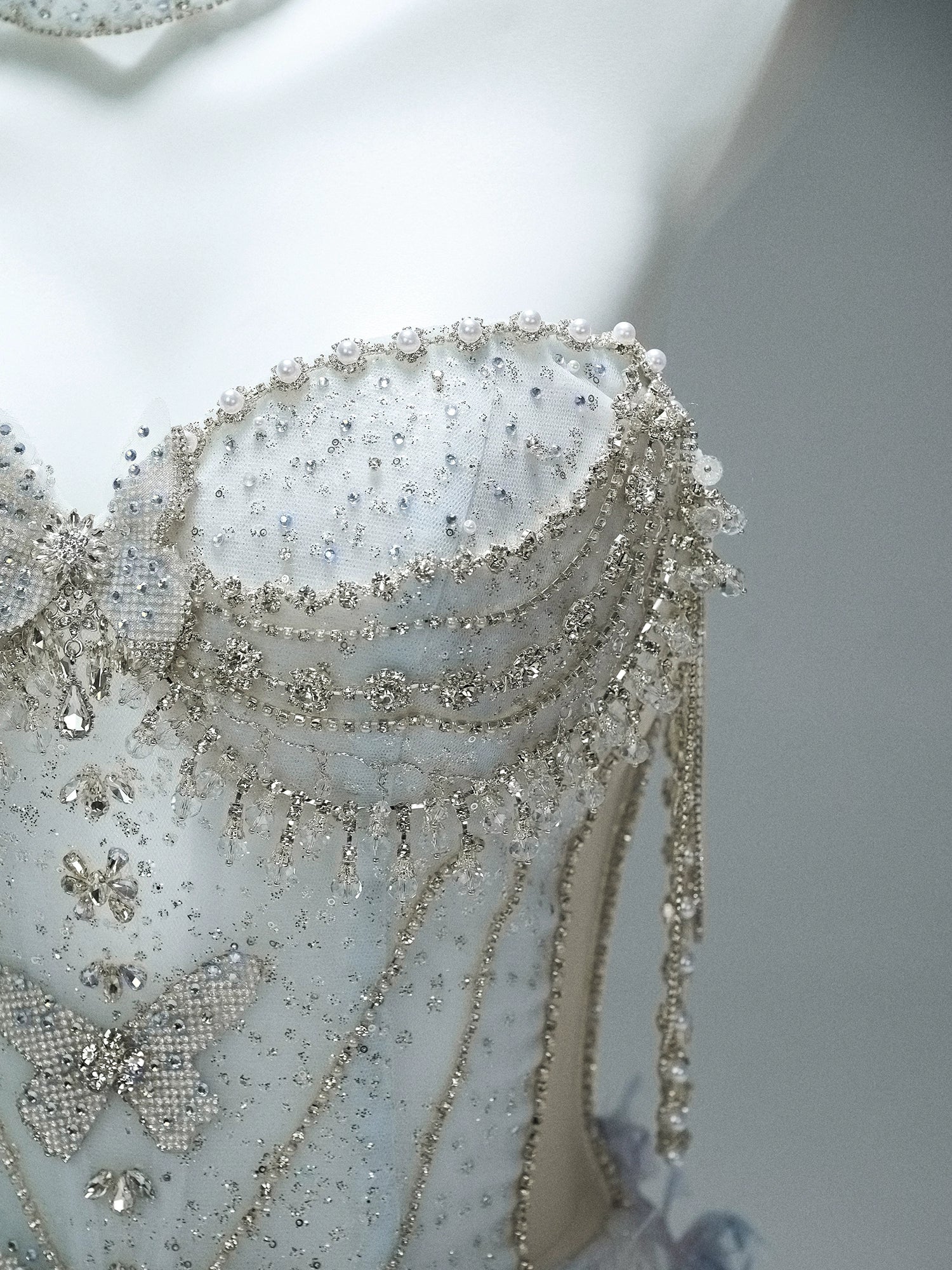 Elegant Light Blue Couture Gown