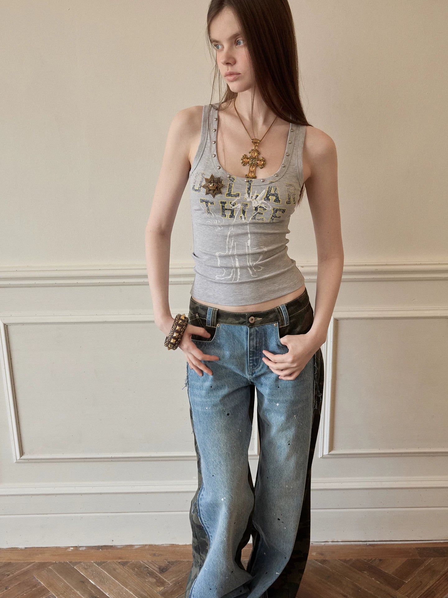 Vintage Graphic U-Neck Ribbed Tank