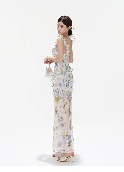 Morning Glory Dream Ruffle Chiffon Maxi Dress