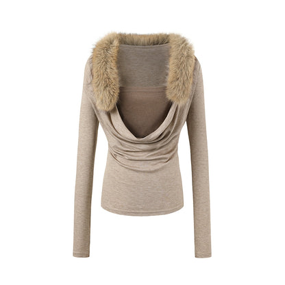 Two-Piece Draped-Collar Knit Crewneck