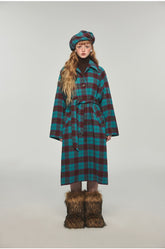 Plaid Classic  Belted Waist Woolen Overcoat - CHINASQUAD