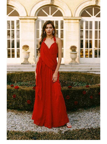 Halter Scarf-Tie Maxi Dress