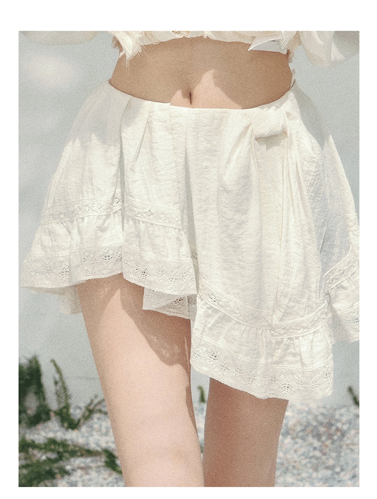 Moonlit Ripple Lace Mini Skirt