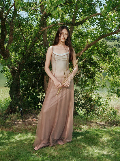 Gradient Mesh Slimming Resort Dress