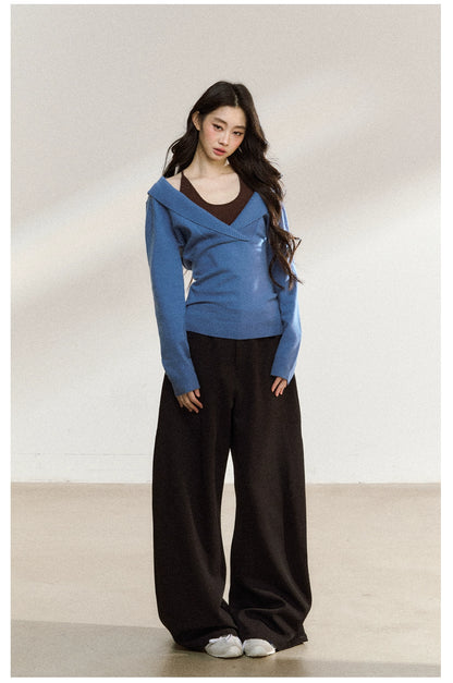 Black Relaxed Straight-Leg Trousers