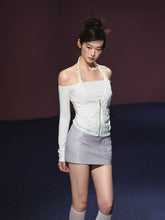 Two-Piece Off-Shoulder Halter Lace Blouse - CHINASQUAD