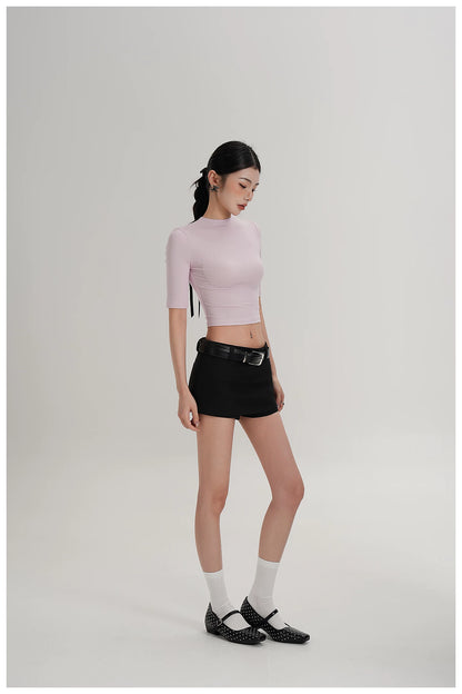 Minimalist Side-Zip Skort Mini Skirt