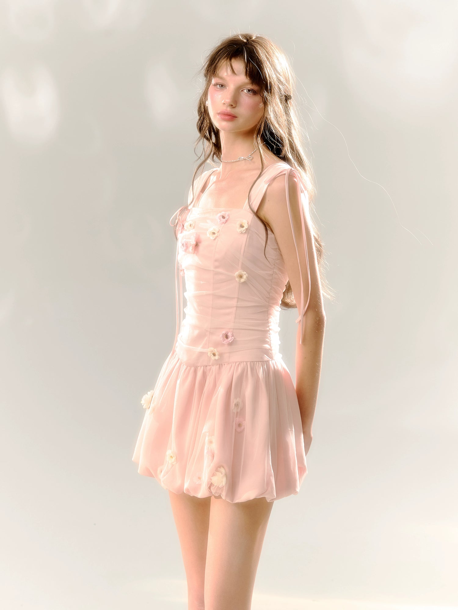 Pink Handmade Floral Bud Dress - CHINASQUAD