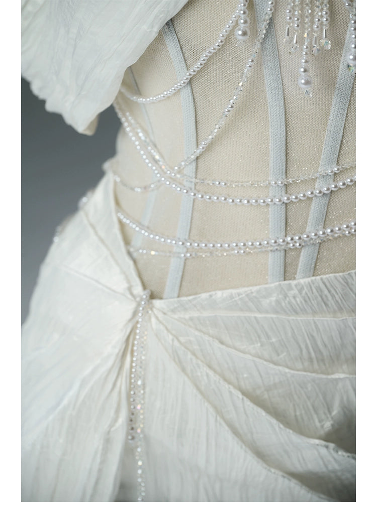 Icy Serene Sculpted Silken Gown