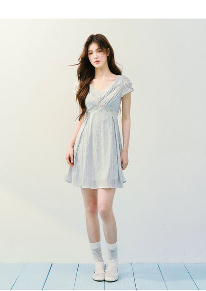 Vintage Lace Panel V-Neck Dress