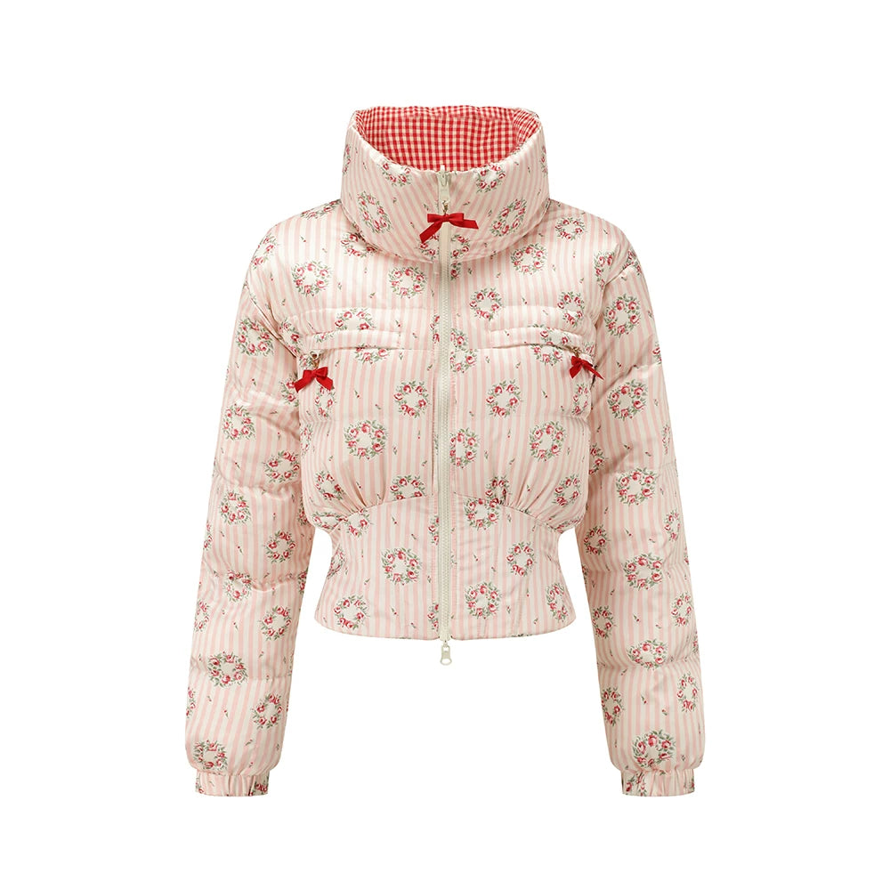Berry Donut Reversible Cropped Down Jacket