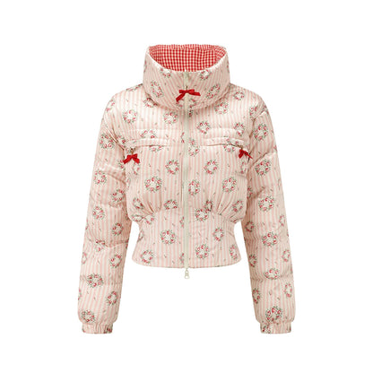 Berry Donut Reversible Cropped Down Jacket