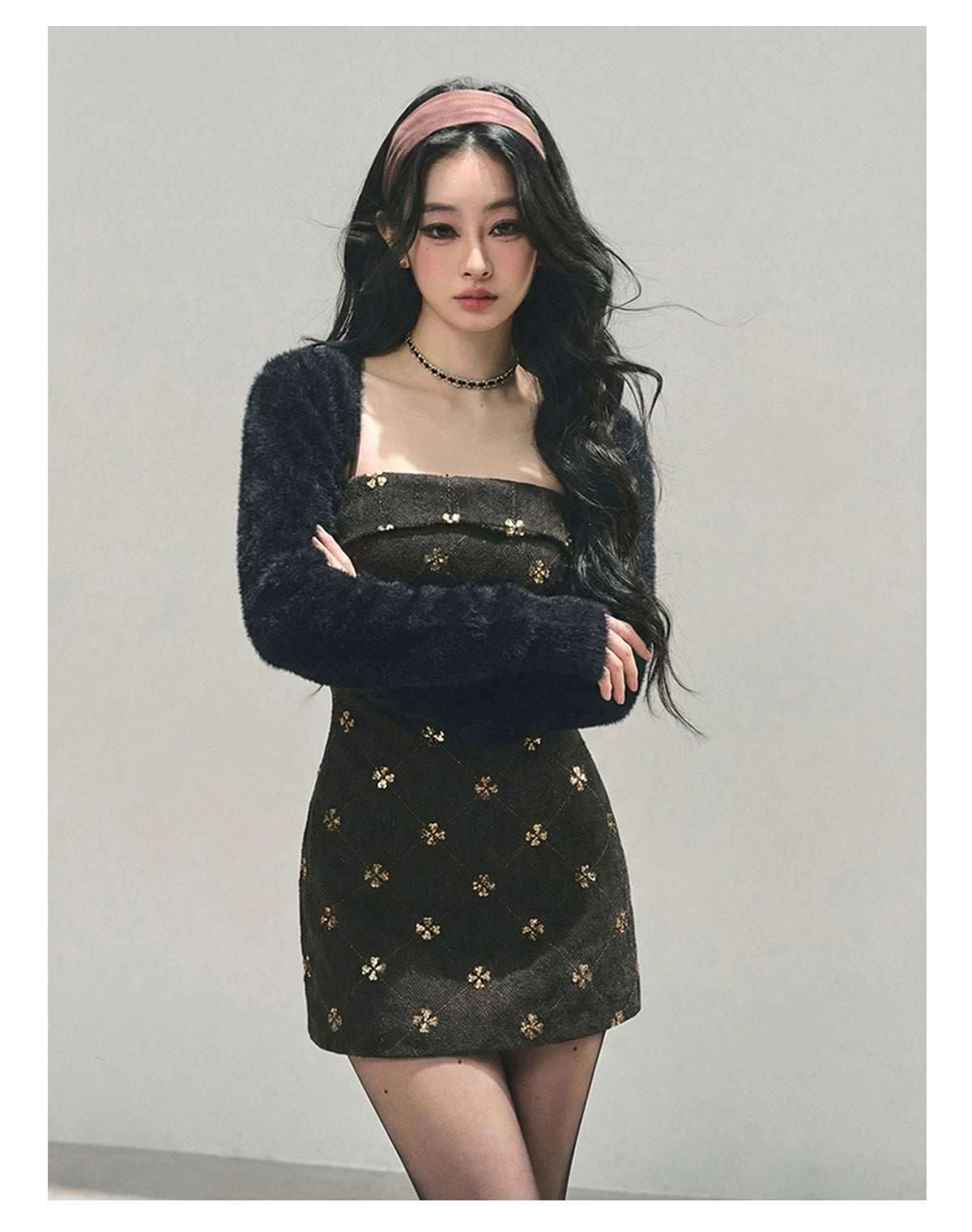 French Wool Strappy Bodycon Mini Dress