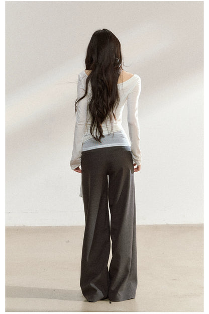 Layered Mesh-Knit Asymmetric Slim-Fit T-Shirt