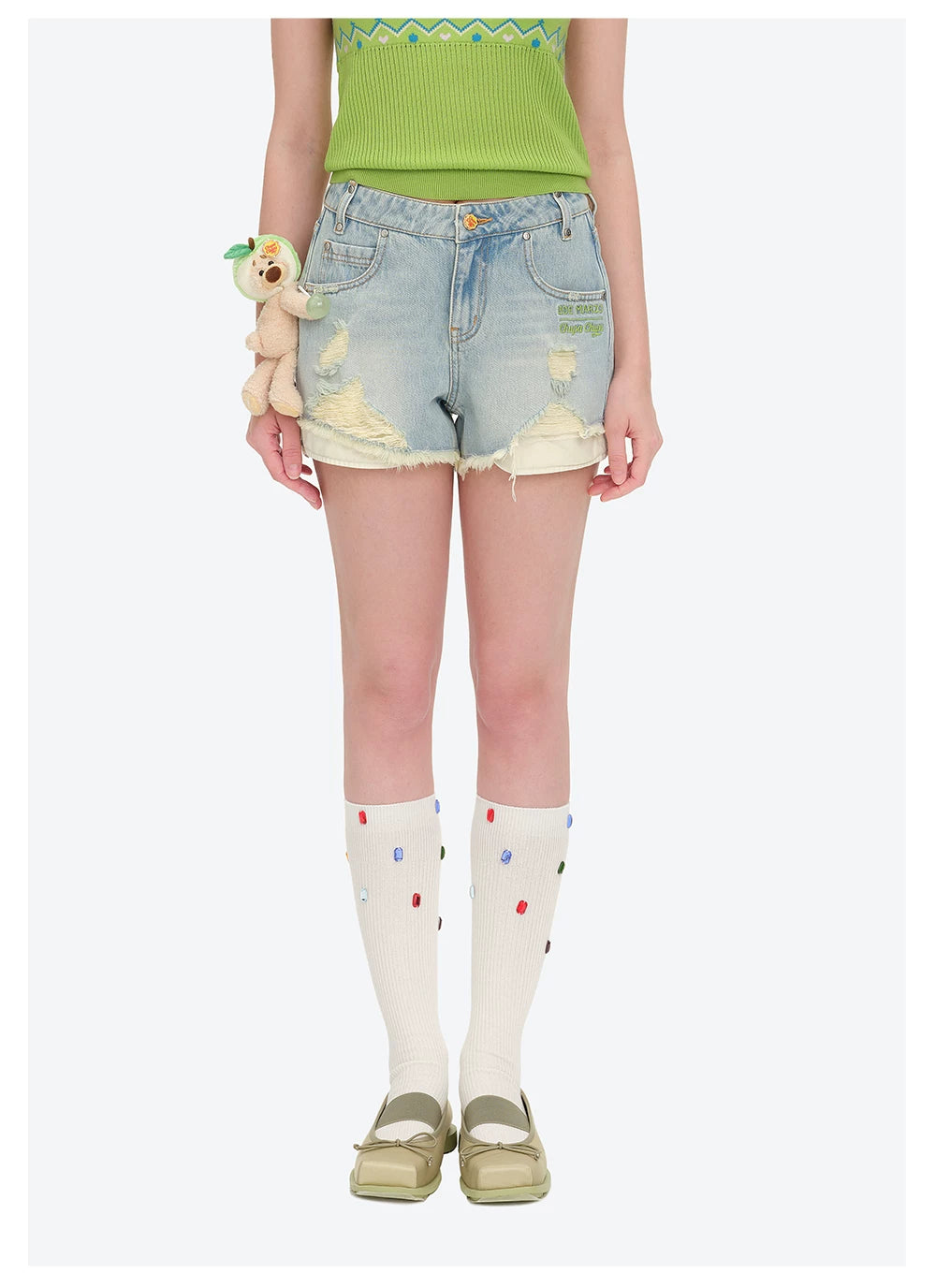 Distressed Denim Shorts