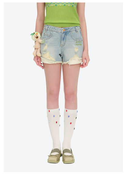 Distressed Denim Shorts