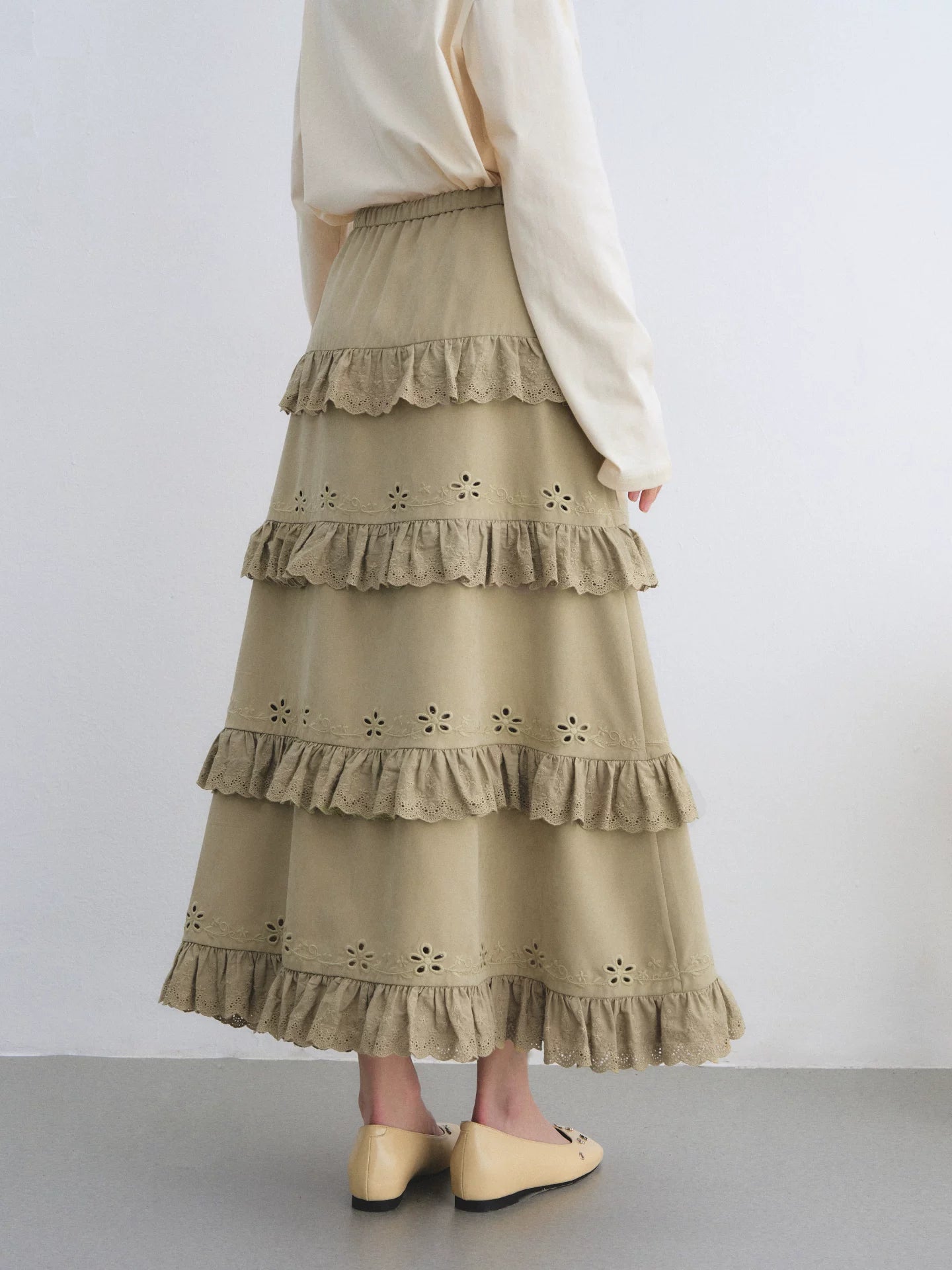 Bohemian Tiered Embroidered Maxi Skirt