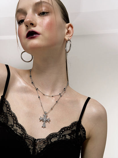 Retro Baroque Double Cross Necklace - CHINASQUAD