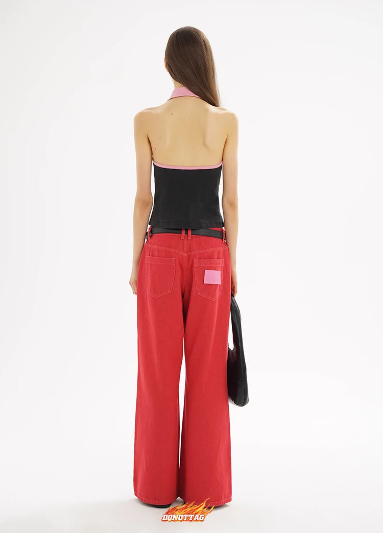 Red &amp; Yellow Straigh-Leg Pants - CHINASQUAD