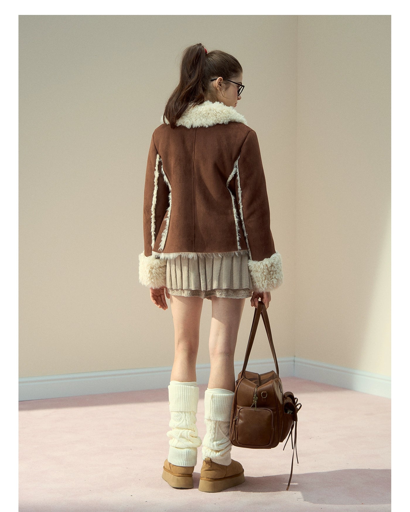 Vintage Faux Suede Shearling Toggle Jacket - CHINASQUAD