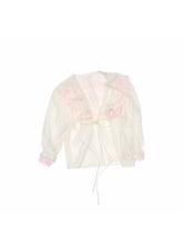 Contrast Ruffle Sailor Collar Chiffon Cropped Cardigan 1Jinn Studio
