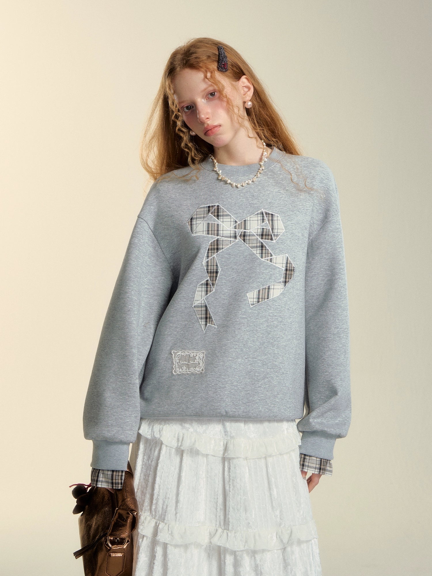 Embroidered Origami Bow Sweatshirt