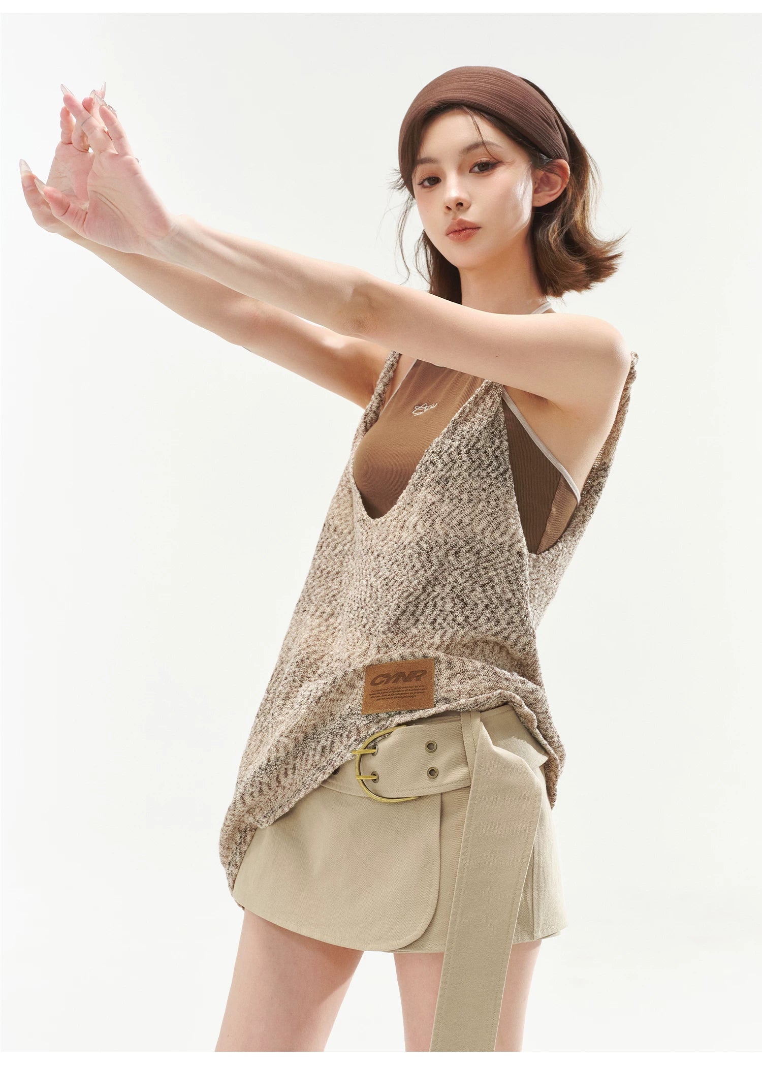 Halter Cami &amp; Textured Sheer Cover-Up Set