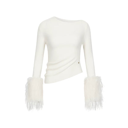 Asymmetric Off-Shoulder Slim-Fit Knit Base Layer