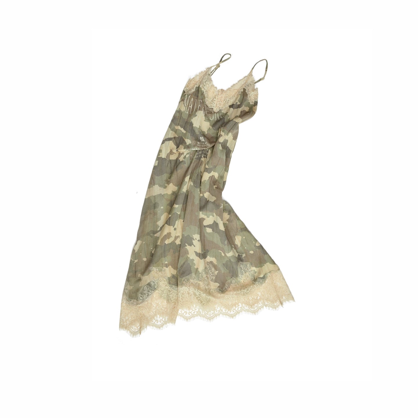 Camouflage Lace-Trim Printed Slip Dress