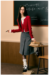 Red Knitted Short Cardigan - CHINASQUAD