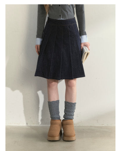 Polka-Dot Denim Quilted Jacket &amp; Skirt Set