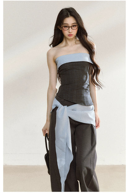 Contrast-Bandeau Tailored Two-Piece Set