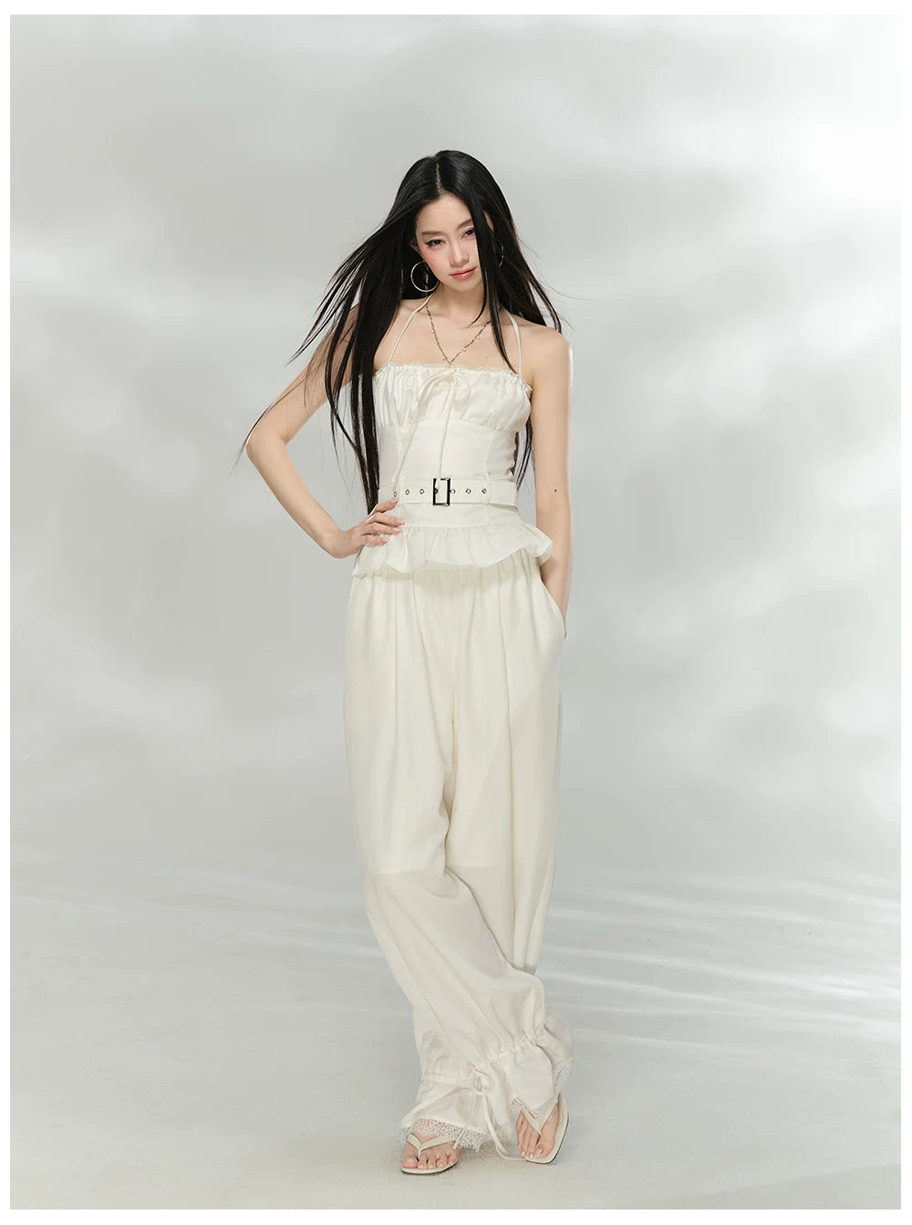 Halter Ruched Corset Crop Top