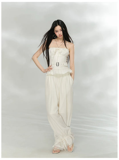 Halter Ruched Corset Crop Top