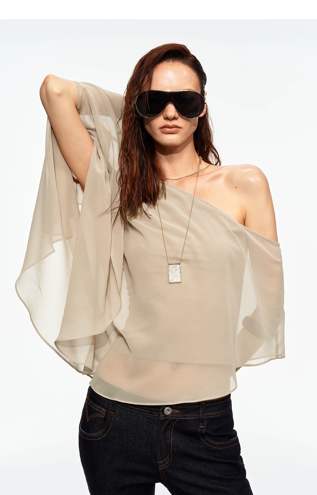 Matte Chiffon Cape Top