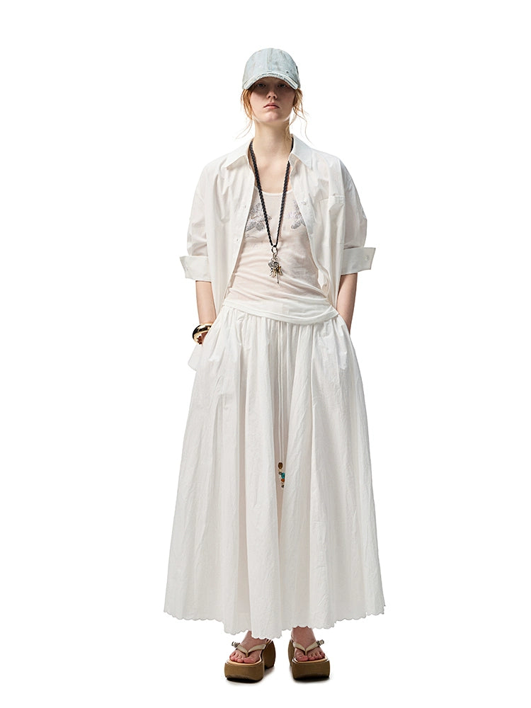 Mid Sleeve Loose-fit Shirt &amp; Skirt Set