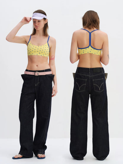 Star Print Racerback Sports Bra