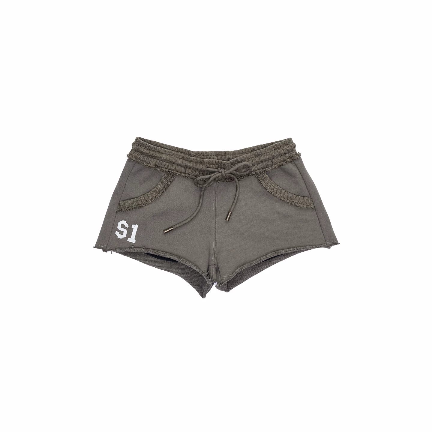 Camo Contrast Bone Embroidery Cotton Sweat Shorts
