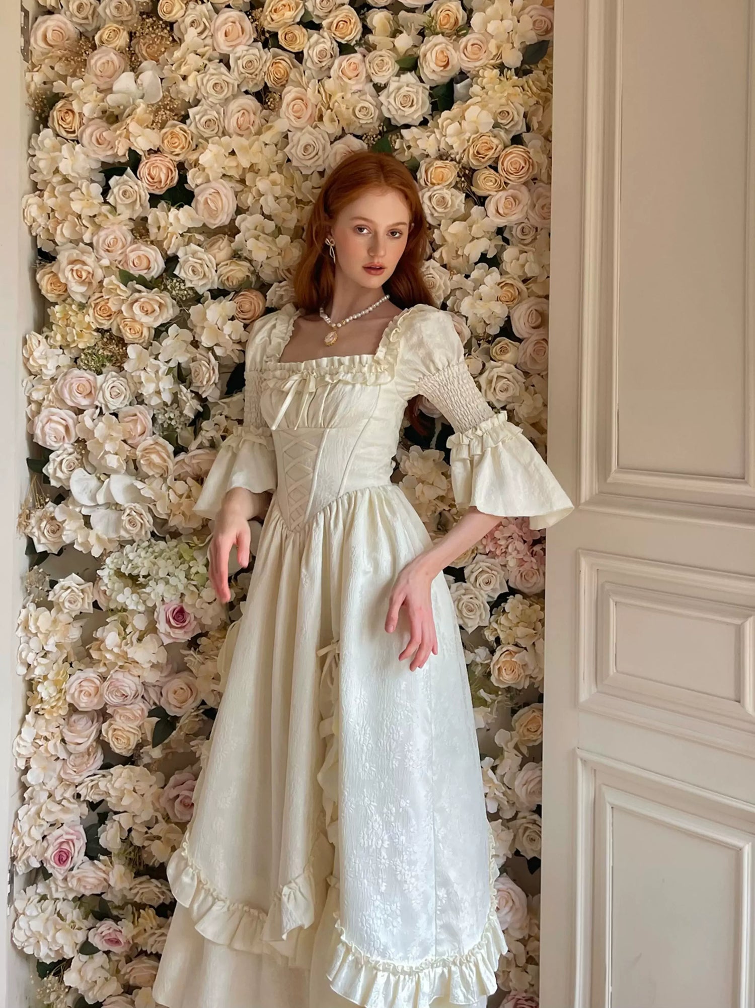 Vintage Court-Style Dress &amp; Waist Belt Set