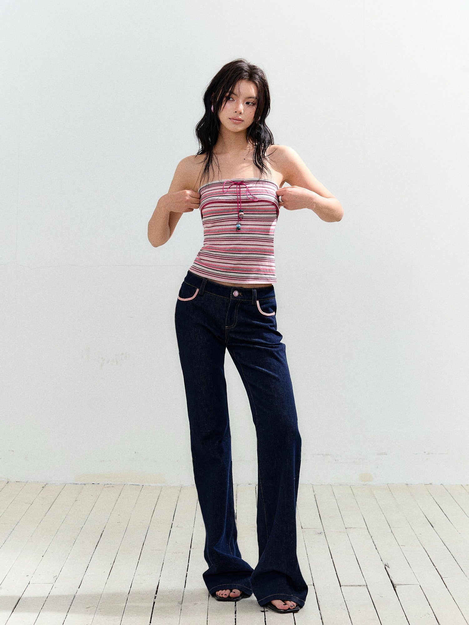 Micro-flare Tweed Low-waist Trousers - CHINASQUAD