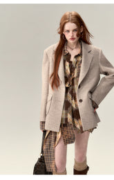 Coffee-Colored Suit Jacket & Skirt Set - CHINASQUAD