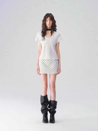 Slub Cotton Minimalist V-Neck Tee