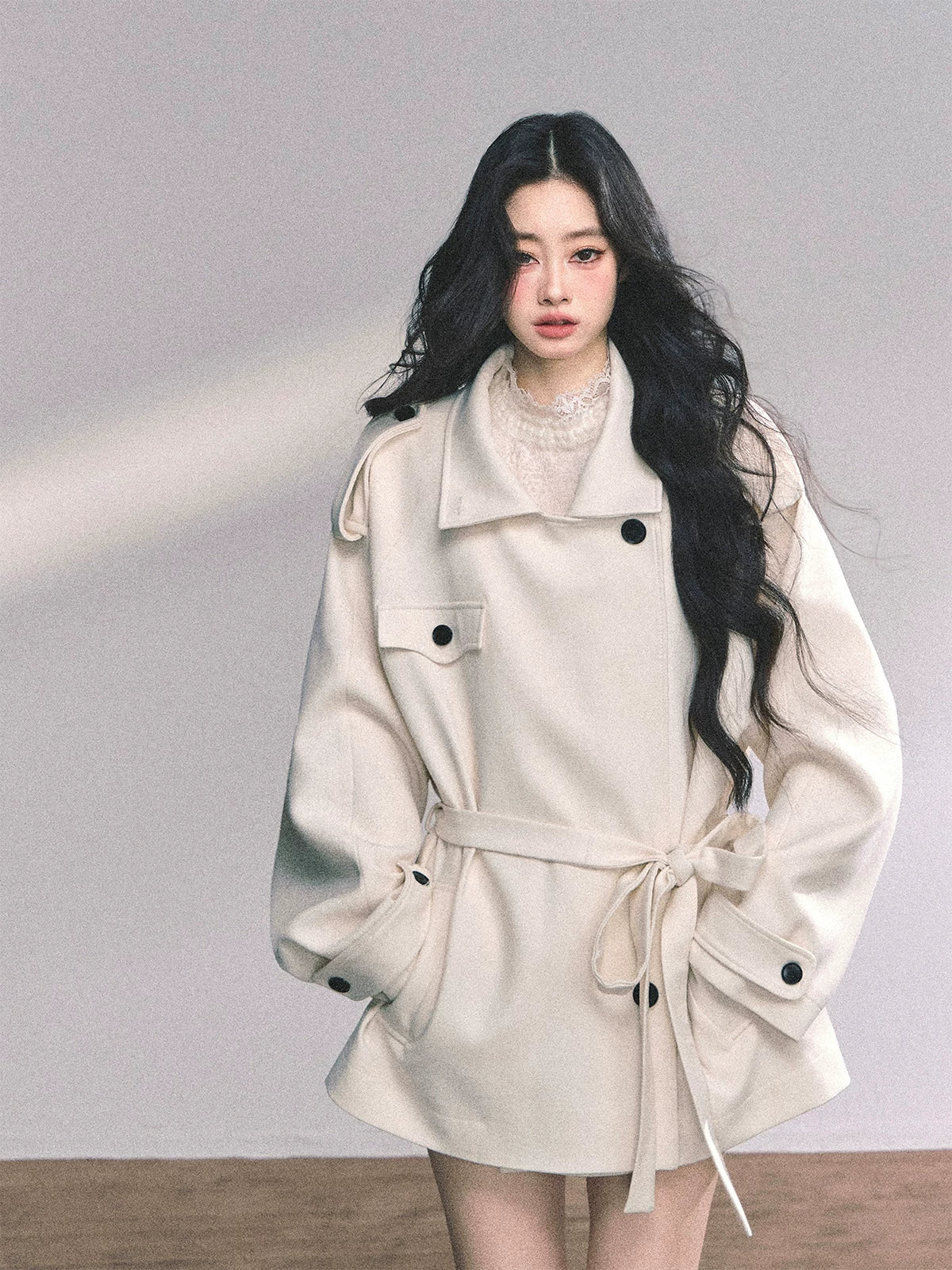 French British-Style Relaxed Wool Coat