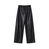 Relaxed Curve‑Hem PU Pants - CHINASQUAD