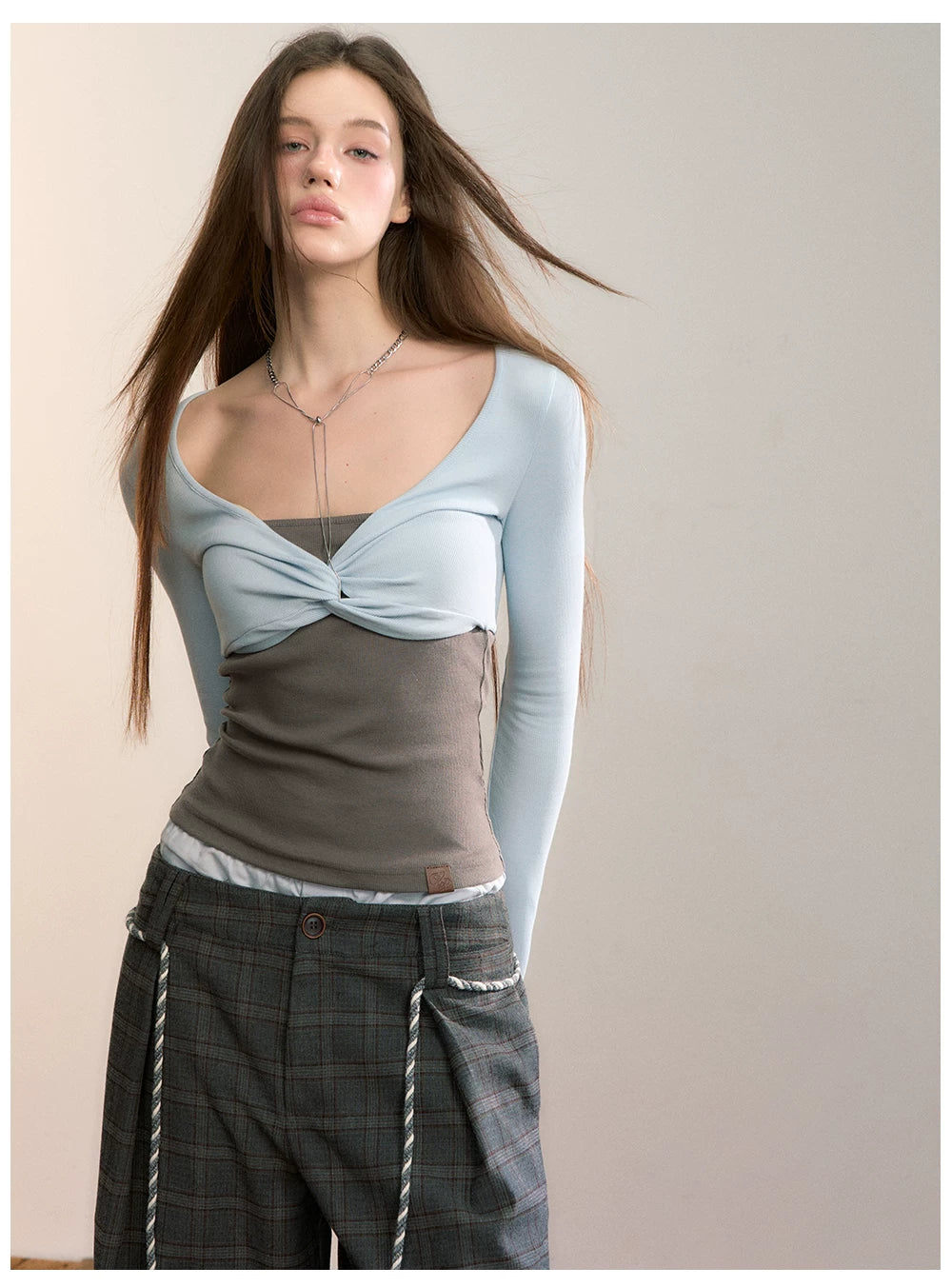 Tube-Top Slim-Fit Long Sleeve T-Shirt