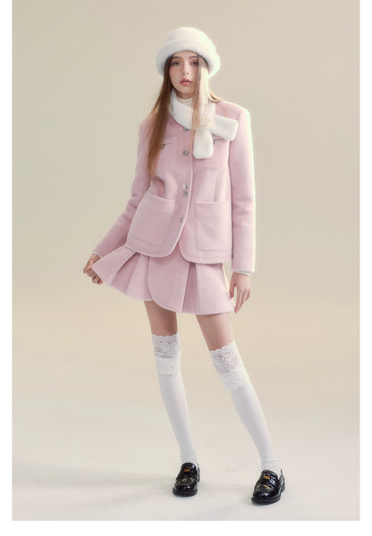 Pink Scarf Jacket &amp; Mini Skirt Set - CHINASQUAD